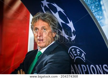 Uefa Champions League Game Between Olympiacos Vs Sporting Cp At Georgios Karaiskakis Stadium