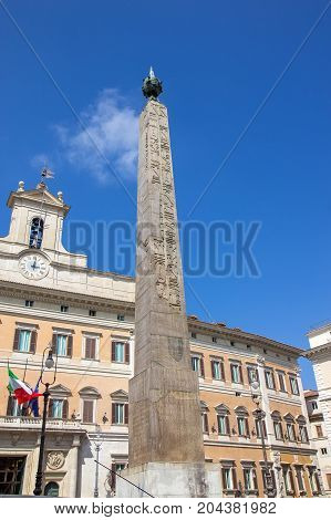 Obelisk Of Montecitorio In Rome - Italy
