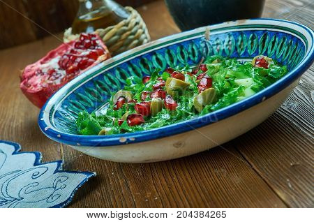 Zeytin piyazi - Olive Turkish salad close up