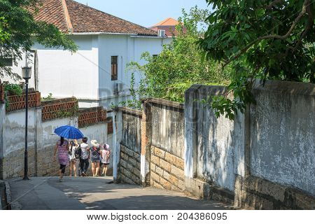 Tourists Walk At Gulangyu Islet Street