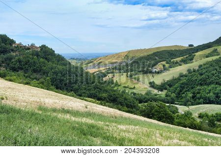 Summer landscape along the road from Maranello to Serramazzoni (Modena Emilia Romagna Italy) at summer