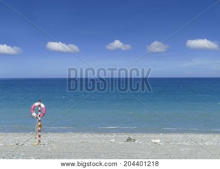 Beautiful Beach With Nice Sand Coluds Bule Sky, Taiwan