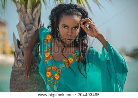 Portrait Beautiful Dark-skinned Latin Girl