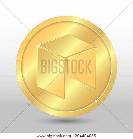 Gold Vector Neo Coin On A Gray Background. Virtual Currency