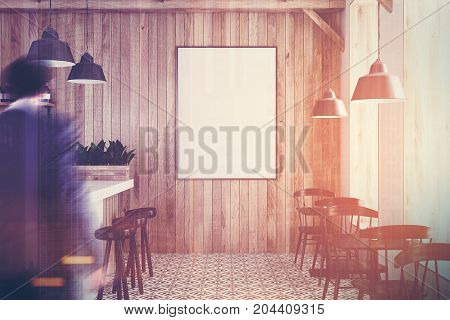 Wooden Bar, White Stand And Tables Toned