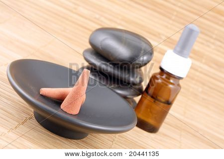 incense cones and essential oil