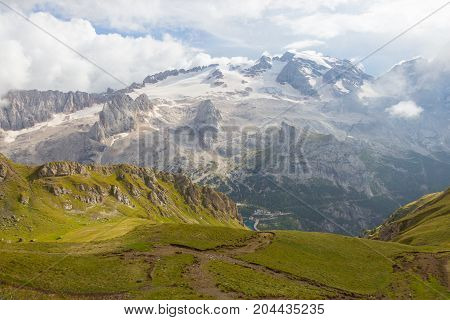 View Of Marmolada Glacier From Arabba Cable Car