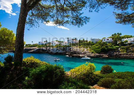 Cala d'Or Mallorca beach view with trees