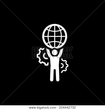 Global Support Icon. Flat Design. Business Concept. Isolated Illustration