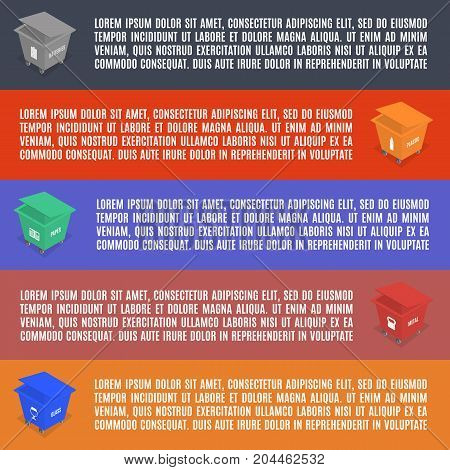 Set of elements of infographic garbage in isometric. Flat 3d isometric style vector illustration.