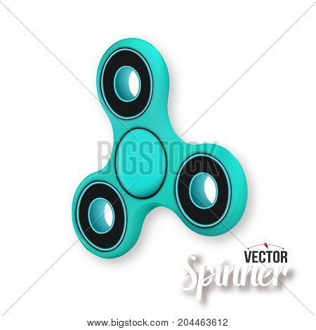 Illustration of Vector Fidget Spinner. 3D Realistic Modern Relaxation Spinning Gadget Icon Isolated on White