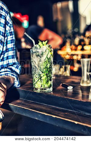 Mojito on the bar drink summer nightclub weekands