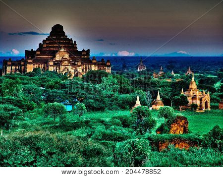 Myanmar, Bagan - Sunset Aerial View On Dhammayangyi Temple Nb.1