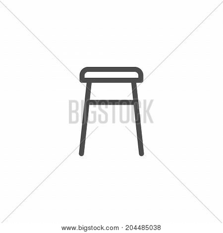 Backless stool line icon isolated on white. Vector illustration