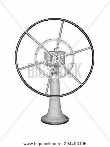 Ship wheel rudder isolated on white background.