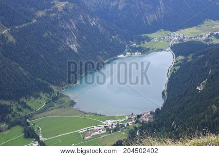 view of the lake haldensee in austria