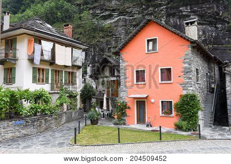The Village Of Bignasco On Magga Valley