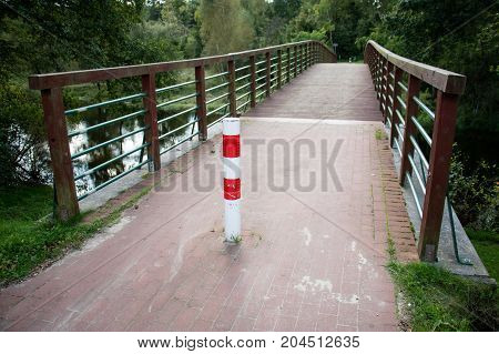 Bridge Over The Lake, River. Beautiful Autumn Season.