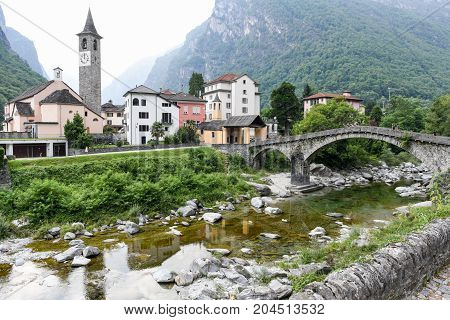 The Village Of Bignasco On Magga Valley