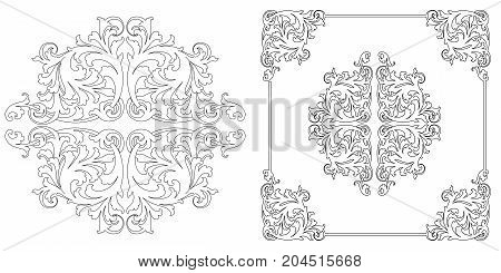 Vintage ornament, baroque ornament, scroll ornament, engraving ornament, border ornament, floral ornament, retro pattern, antique pattern, style acanthus pattern, foliage pattern, swirl pattern decorative pattern, filigree pattern. vector