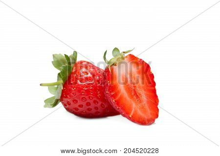 Fresh red berry strawberry isolated on white background.