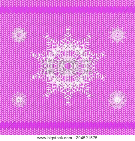 Winter Knitted Pink Pattern. Textile Fabric Background