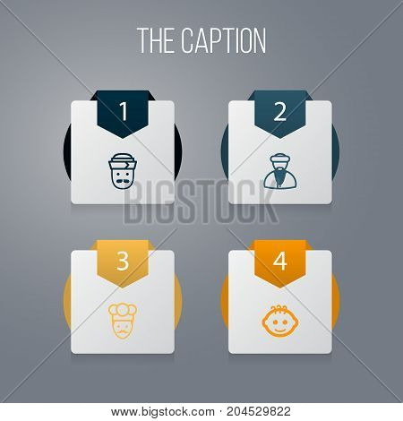 Outline People Set Of Cook, Cooker, Mullah And Other Vector Objects