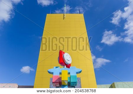 GRONINGEN, NETHERLANDS - APRIL 03, 2017: Modern sculpture in front of the museum in Groningen Holland