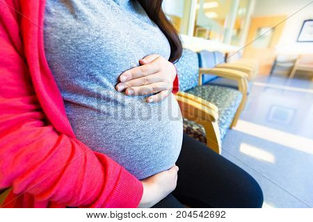 Pregnant woman at the hospital for a prenatal checkup