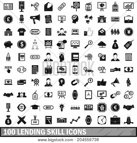 100 lending skill icons set in simple style for any design vector illustration