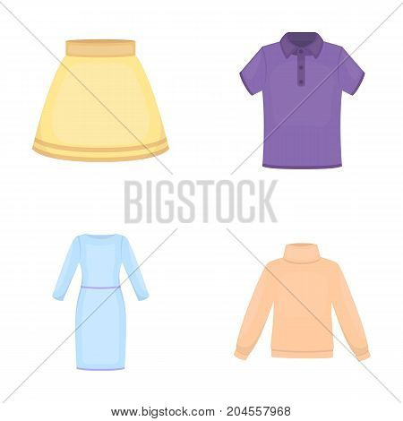 Skirt, t-shirt, sweater, dress with long sleeves.Clothing set collection icons in cartoon style vector symbol stock illustration .