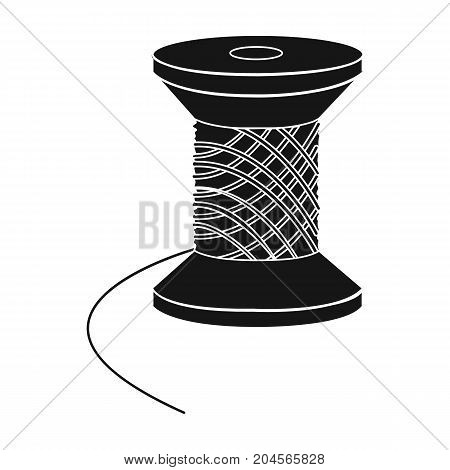 The wooden coil of thread for sewing. Sewing and equipment single icon in black style vector symbol stock illustration .