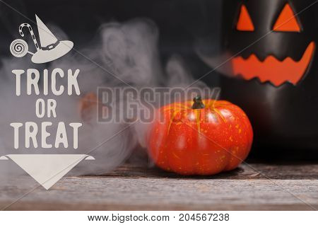 Halloween,  Spooky Pumpkin With Smoke In The Dark Night