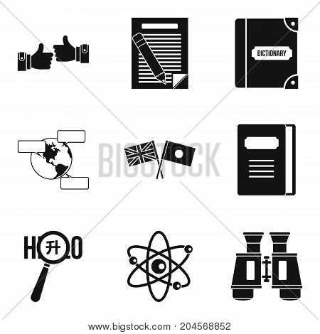 Translator icons set. Simple set of 9 translator vector icons for web isolated on white background