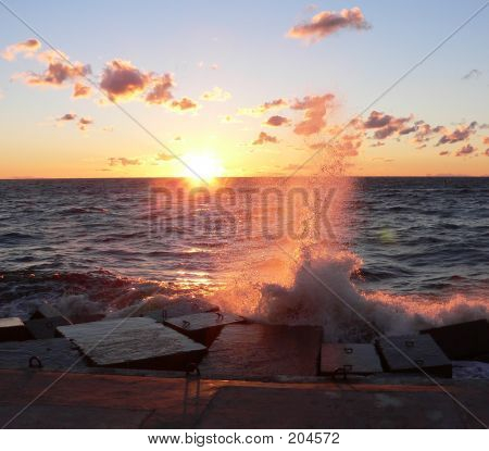 Mer sur coucher de soleil