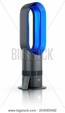 Bladeless air fan with remote controller - 3D illustration
