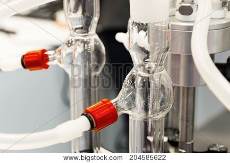Complex chemical industrial equipment. Abstract industrial background.