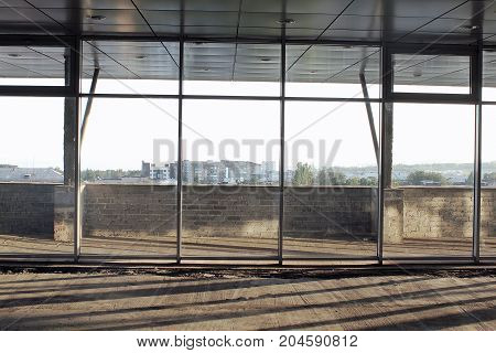 Construction of a shopping center and a beautiful view of the city