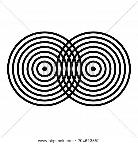 Scheme of interference of two sound waves