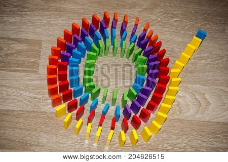 Coorful Domino Blocks On White Background