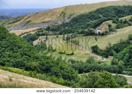 Summer landscape along the road from Maranello to Serramazzoni (Modena Emilia Romagna Italy) at summer