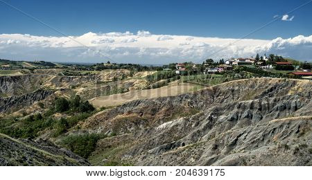 Summer landscape near Rivalta di Lesignano de Bagni (Parma Emilia-Romagna Italy) with the typical rocky inlets