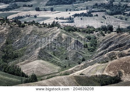 Summer landscape near Rivalta di Lesignano de Bagni (Parma Emilia-Romagna Italy) with the typical rocky inlets