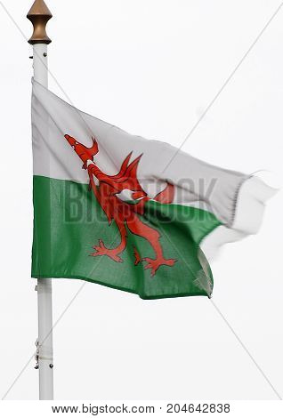 The Welsh Flag fluttering in a breeze