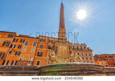 Pantheon Fountain( Fontana Del Pantheon)  Near Pantheon, Rome , Italy.