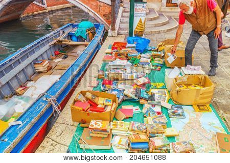 Venice, Italy -may 11, 2017 : Views Of The Most Beautiful City In The Word- Venice , Book Fair, Flea