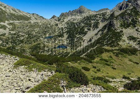 Amazing landscape with Prevalski lakes and Dzhangal peak, Pirin Mountain, Bulgaria