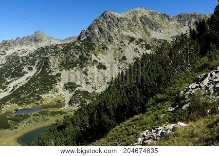 Amazing landscape with Prevalski lakes, Dzhangal and Valyavishki chukar peaks, Pirin Mountain, Bulgaria