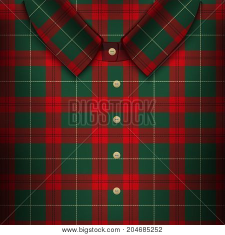 Folded Plaid Shirt. The symbol for accuracy and fashion. Traditional Scotland plaid texrure. Design element for store and retail. Editable Vector illustration