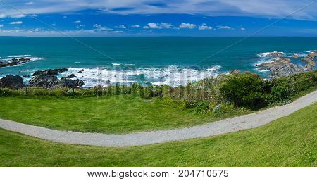 The seashore in Devon next to Woolacombe. A footpath along the coast. England